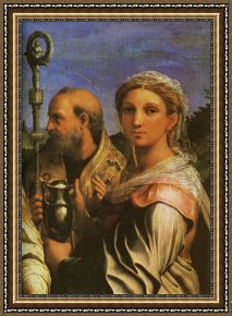 Raphael Framed Prints - St Cecilia with Sts Paul, John Evangelists, Augustine And Mary Magdalene [detail #1] by Raphael
